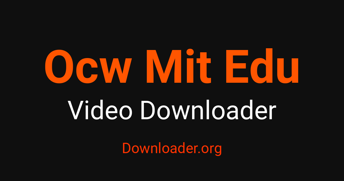 Online Ocw Mit Edu Downloader - Downloader